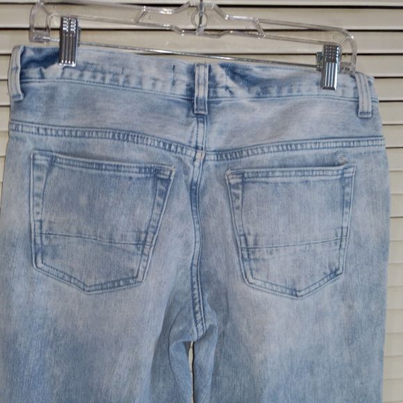 PacSun Jeans Mens Size 29X30 Stacked Skinny Destroyed Zip Pocket Raw Hem Stretch - Picture 12 of 16